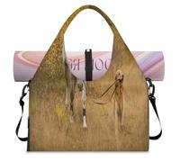 Autumn in Dog Brings Horse Sports Duffle Bag with Shoe Compartment White Horse Weekend Overnight Bags Tote Cabin Luggage Bag for Gym Yoga Travel