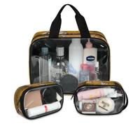 Autumn in Dog Brings Horse Travel Makeup Bag for Women Men, White Horse Translucent Cosmetic Bags 3 Pcs Large Shower Wash Pouch Toiletry Cosmetic Toiletries Organizer