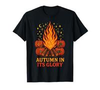 Autumn in Its Glory Campfire Pumpkins Mystical Fall Season T-Shirt