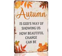 Autumn Is God's Way of Showing Us How Beautiful Change Can Be Hanging Metal Tin Sign for Home Decorative Pumpkin Fall Wall Art Decor Autumn Sign Thanksgiving Decor GiftsTin Sign 8X12 Inches