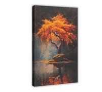 Autumn Japanese Maple Tree Canvas Poster Wall Art Decor Print Picture Paintings for Living Room Bedroom Decoration 12x18inch(30x45cm)