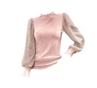 Autumn Jumpers for Women UK Women's Sequin Tops Sparkly Glitter Blouses Sequined Balloon Long Sleeve Shirts Tops for Party Clubwear Women's Jumpers Deals Plus Size Christmas Womens Sweater Pink