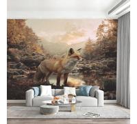 Autumn Jungle Animal Fox Wallpaper Paste The Wall 500x280cm(W x H) Mural Wallpaper 3D Effect for Living Room Fireplace Feature Wallpapers Autumn Jungle Scenery Wall Mural Bedroom