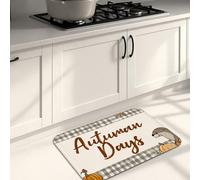Autumn Kitchen Mats for Floor, Cute Otter and Pumpkin Pattern Soft Mats, Cushioned Comfort Washable Non Slip Decor Rugs for Kitchen Sinks Laundry Room Bathroom 20x31 Inch