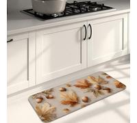Autumn Kitchen Mats for Floor, Leaf and Acorn Pattern Soft Mats, Cushioned Comfort Washable Non Slip Decor Rugs for Kitchen Sinks Laundryroom Bathroom 16x47 Inch