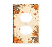 Autumn Kitten And Pumpkins Harvest Kittens Duplex Outlet Covers Plate | Watercolor Kittens, Maple Leaves, Harvest Pumpkins, Cozy Fall Aesthetic, Seasonal Home Decor