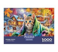 Autumn Kitten Fun And Challenging 1000 Piece Puzzle for Adults & Kids | Detailed - Cat in Autumn Great Gift Idea Decompression70x50cm/1000pcs
