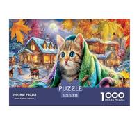 Autumn Kitten Fun And Challenging Family Game 1000 Pieces Puzzle -Cat in Autumn for Adults Kids Great Gift Idea52x38cm/1000pcs