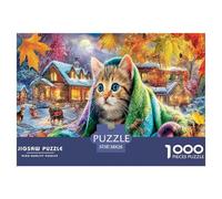 Autumn Kitten Puzzle for Adults 1000 Pieces - Cat in Autumn Challenging Game Toys Gift for Home Wall Decoration Great Gift Idea38x26cm/1000pcs