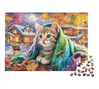 Autumn Kitten Puzzles 1000 Piece for Adults Jigsaw Puzzle Game for The Whole 52x38cm