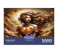 Autumn Lady Swirl 1000 Pieces Jigsaw Puzzle Fall Nature Magic Premium Jigsaw Puzzle Premium Cardstock Senior Enthusiasts Concentration Training Housewarming Gift Indoor Leisure 70x50cm/1000pcs