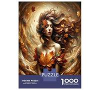 Autumn Lady Swirl 1000pc Puzzle for Adults Fall Nature Magic Jigsaw Puzzle Thick Cardboard Impossible Hard Challenging Relaxation Creativity Gift Giving for Adults 52x38cm/1000pcs