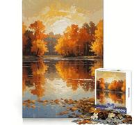 Autumn Lake Reflection Painting Puzzles for Adults 1000 Puzzles Critical Think Calm Leisure Uniform Edges Festive Surprise (38x26cm)