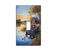 Autumn Lake Scene Light Switch Cover Plates/Outlet Covers, Rustic Truck and Duck Design for Wall Decor, Thermoplastic Wall Plates, Standard Size Single Toggle