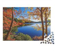 Autumn Lake Scenery 1000-Piece Autumn Lake Trees Sturdy Cardboard Bundle Adults Kids 12+ Brain Training Holiday Activity Christmas Idea 38x26cm/1000pcs