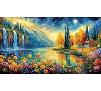 Autumn-lakeside-cabin-at-sunset Recycled Paper Jigsaw Puzzle 1000 Pieces Great Gift Idea Educational Games for Women, Gifts for Men Beautiful Decoration Puzzle 38x26/1000pcs