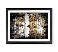 Autumn Landscape Aspen Forest Wod Modern CB Framed Wall Art Print, Ready to Hang Picture for Living Room Bedroom Home Office Décor, Black A2 (64 x 46 cm)