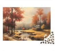 Autumn Landscape Painting 1000 Piece Jigsaw Puzzle Adult Stay at Home Activity Logic Skill Puzzle Beautiful Decoration Cardboard 52x38cm/1000pcs