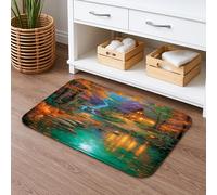 Autumn Landscape Quick Dry Bath Mat, Colorful Fall Forest Reflections Non Slip Shower Mat, Eco-Friendly Memory Foam Washable Bath Rugs for Bathroom Toilet Restroom Decorative 16x24 Inch