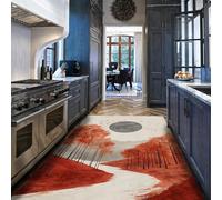 Autumn Landscape Rug 160x230cm Red Maple Trees and Winding Path Under Gray Moon Area Ruga Minimalist Fall Scene Design Floor Mat Washable Non-slip Low Pile Carpet for Living Room Kitchen Balcony