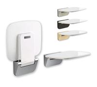 AUTUMN LANE Folding Shower Seat Wall Mounted- Up to 350lbs, Secure Folding Shower Bench, Space Saving Mounted Shower Seat, Luxury Fold Down Shower Seat, Wall Mounted Folding Shower Chair