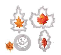 Autumn Leaf Cookie Cutter Set - Maple, Oak, Aspen Leaf Fondant Cutters Set for Gum Paste, Sugarcraft Candy, Cake Decorations for Thanksgiving Party(4PCS)