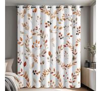 Autumn Leaf Curtains for Bedroom Living Room, Botanical Fall Leaves Blackout Curtains Eyelet 54 Drop 2 Panels, Patterned Window Drapes, Home Decor 46x54 Inch B-D103