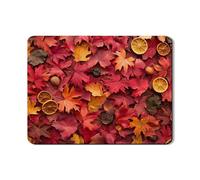 Autumn Leaf Dish Drying Mats For Kitchen Counter, Rustic Red Maple Absorbent Rubber Dish Drainer Rack Mat, Seasonal PU Leather Drying Pad For Kitchen Counter Decor 18x24 Inch