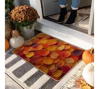 Autumn Leaf Doormat, Orange and Yellow Welcome Mat for Indoor & Outdoor Entryway Fall Decor, Rubber Waterproof Non-Slip Dirt Resistant Door Mats, Easy Maintenance 29x17 Inch