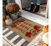 Autumn Leaf Doormat, Orange Maple Leaves Welcome Mat for Indoor & Outdoor Entryway Fall Decor, Non-Slip Water Resistant Dust Control Door Mats, Easy to Maintain 29x17 Inch
