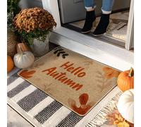 Autumn Leaf Doormat Orange Welcome Mat for Entrance Outdoor Indoor Autumn Decoration Waterproof Rubber Front Mat Anti Slip Dust Control