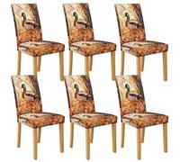 Autumn Leaf Duck Pattern Dining Room Chair Covers, Stretch & Washable Spandex Seat Protectors, Nature-Inspired Decorative Slipcovers for Kitchen Dining 6PCS