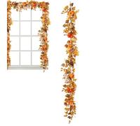 Autumn Leaf Garland, Artificial Autumn Leaves Garland, Maple Leaves Hanging from Vine Mantel, Thanksgiving Decorations, 183cm/6 Feet - Wreath of the