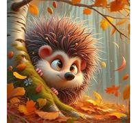 Autumn Leaf Hedgehog Jigsaw Puzzle 150 Pieces 65x65cm/26x26inch, Difficult jigsaw puzzles for Adults 150, Beautiful Art work, Great Festive Puzzle Gift for Men/Women