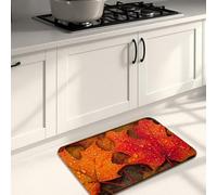 Autumn Leaf Kitchen Mats for Floor, Vibrant Red Leaves Waterproof Cushioned Comfort Non Slip Decor Rugs for Kitchen Sinks Laundry Room Bathroom 16x24 Inch