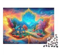 Autumn Leaf Landscape 1000 Piece Jigsaw Puzzle for Women, Men Maple Valley Town Challenging Puzzles Challenge Games Great Gift 70x50cm/1000pcs