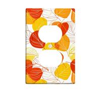 Autumn Leaf Light Switch Cover Plate/Outlet Covers, Orange and Yellow Leaf Pattern for Fall Decor, Plastic Wall Plates, Standard Size Single Duplex Outlet