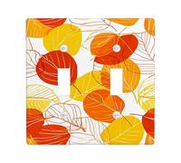 Autumn Leaf Light Switch Cover Plate/Outlet Covers, Orange and Yellow Leaf Pattern for Fall Decor, Plastic Wall Plates, Standard Size Double Toggle