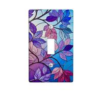 Autumn Leaf Light Switch Cover Plates/Outlet Covers, Violet and Blue Nature Design for Home Decor, Thermoplastic Wall Plates, Standard Size Single Toggle