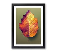 Autumn Leaf No.4 Framed Print | A3 Black Framed Wall Art | Ready to Hang | Modern Floral Picture | Living Room Bedroom Lounge Office