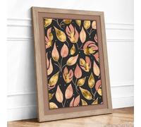 Autumn Leaf Pattern Botanical Framed Wall Art Print A1 (84.1×59.4cm) Oak, Wall Decor for Living Room, Bedroom, Office & Home, Ready to Hang, Art Gift