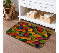 Autumn Leaf Pattern Quick Dry Bath Mat, Vibrant Colored Nature Design Absorbent Non Slip Shower Mat, Seasonal Memory Foam Washable Bath Rugs for Bathroom Toilet Restroom Decorative 20x32 Inch