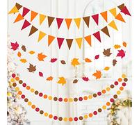 Autumn Leaf Pennant Banner for Thanksgiving Decorations, Thanks Giving Celebration Hanging Décor Backdrop Garland