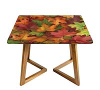 Autumn Leaf Square Tablecloth with Elastic Edgs Fall Maple Leaves Fitted Table Cover Waterproof Topper Cap for Dining Wedding Party Picnic 110cm