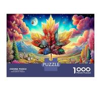 Autumn Leaf Tree Jigsaw Puzzles for Adults Kids, 1000 Pieces Fantasy Valley Whimsical Challenge Toy Educational Games Home Decoration Gifts 70x50cm/1000pcs