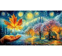 Autumn leaf umbrella with a cute bear Adult Jigsaws Puzzle 1000 Pc - Educational Decompression Great Gift Idea for Adults 75x50/1000pcs