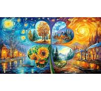 Autumn leaf with magical village and waterfall 1000 Piece Jigsaw Puzzle - Fun Present Great Gift Idea Wall Decoration for Adults 38x52/1000pcs
