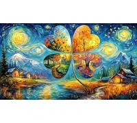 Autumn leaf with magical village and waterfall Jigsaw Puzzle for Adults 1000 Pieces - Great Gift Idea Wall Decoration Home Activity 75x50/1000pcs