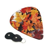 Autumn Leaves 6 Pack Guitar Picks With Holder, Personalized Guitar Plectrums Non-Slip Portable Ukulele Bass Picks 0.71mm For Acoustic Guitar Lovers Gifts
