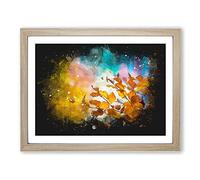 Autumn Leaves Abstract Paint Splash Modern Art Framed Print | A2 Oak Framed Wall Art | Ready to Hang | Abstract Floral Picture | Living Room Bedroom Lounge Office